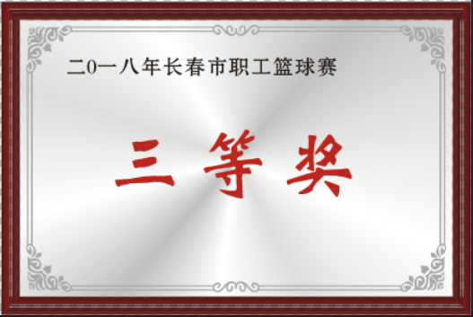 2018年長春市職工籃球賽三等獎